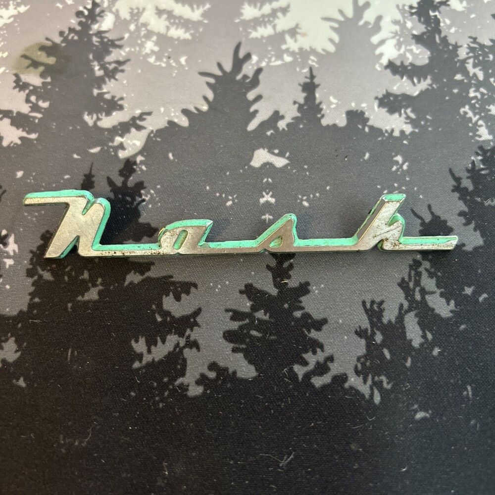 1940 Nash Emblem Script Badge Aprox 3.75"  Fender Trunk Chrome Tall "H"